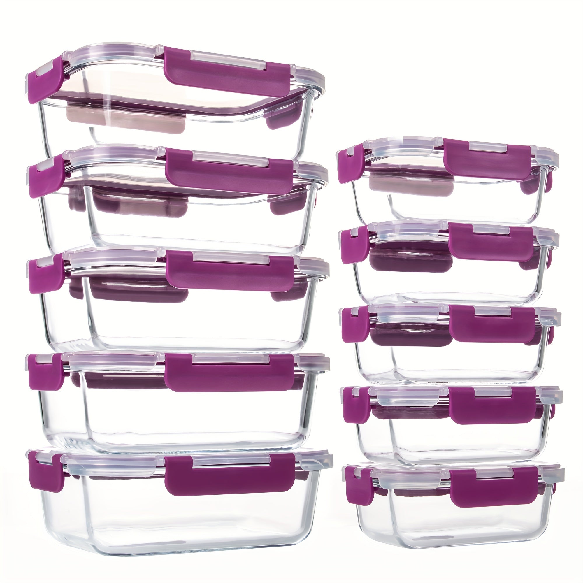20 Pieces (10 Containers +10 Lids) High Borosilicate Glass Meal Prep Containers, Food Storage Containers With Airtight Leakproof Lids, Glass Lunch Boxes For Home Office Lunch Restaurants