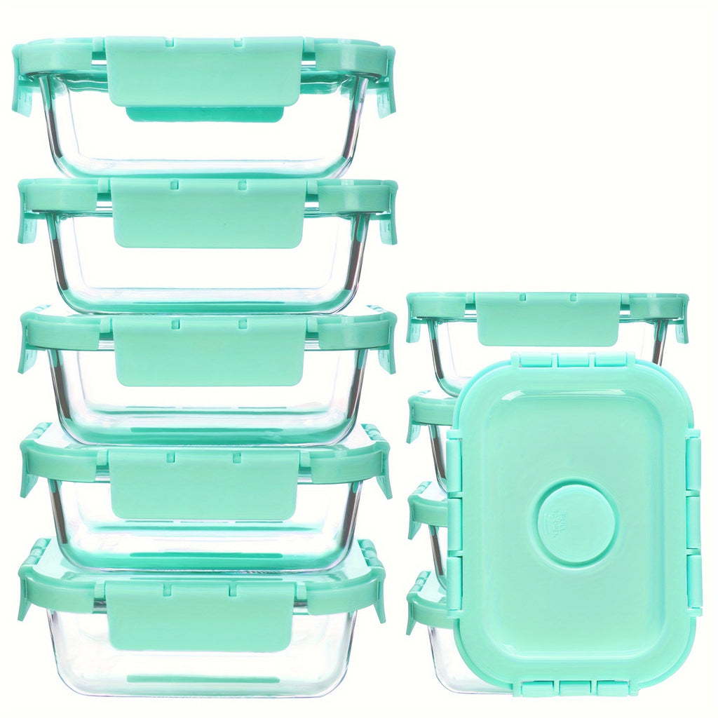 20 Pieces (10 Containers +10 Lids) High Borosilicate Glass Meal Prep Containers, Food Storage Containers With Airtight Leakproof Lids, Glass Lunch Boxes For Home Office Lunch Restaurants