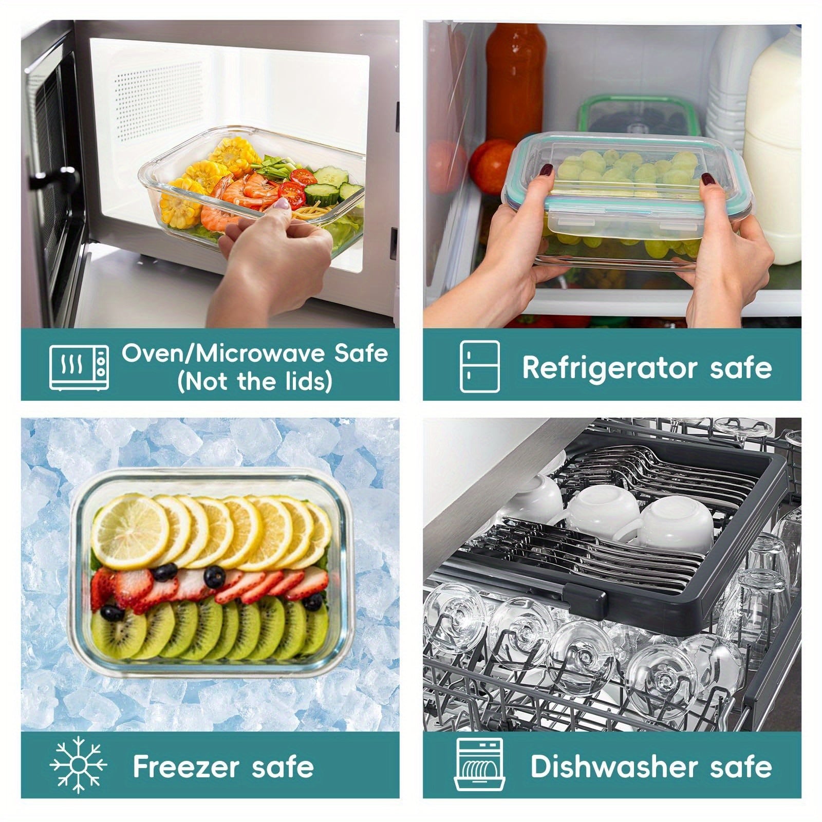 [Leak-Proof Glass Containers] 5 Pack Leak-Proof Glass Food Storage Containers | 30oz Airtight BPA-Free Meal Prep Containers, Microwave, Oven, Freezer & Dishwasher Safe, Stackable Space-Saving Design for Lunch, Office, Home & Travel