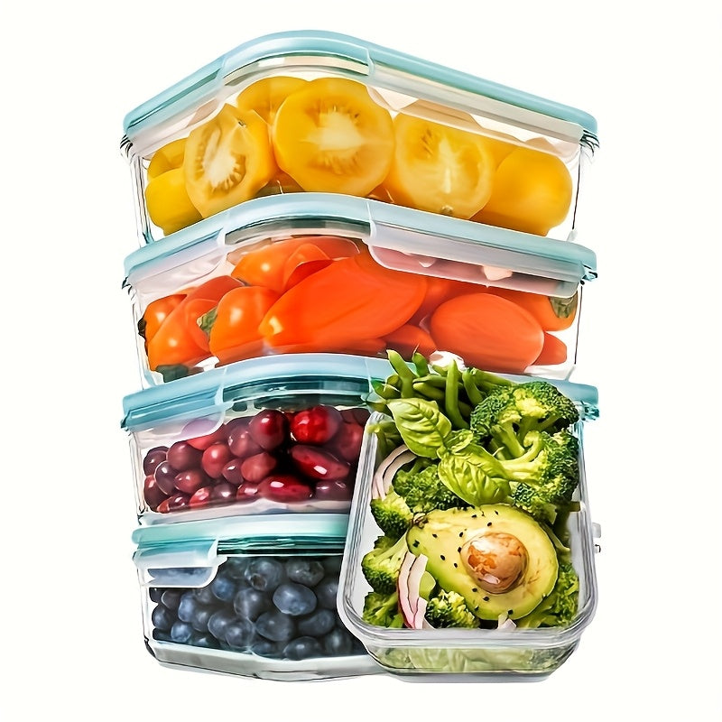 [Leak-Proof Glass Containers] 5 Pack Leak-Proof Glass Food Storage Containers | 30oz Airtight BPA-Free Meal Prep Containers, Microwave, Oven, Freezer & Dishwasher Safe, Stackable Space-Saving Design for Lunch, Office, Home & Travel