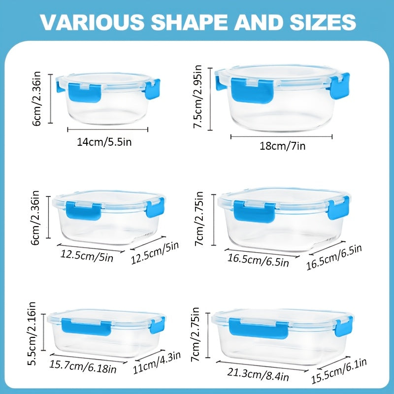 Stackable 4/24pcs Glass Food Container (2/12 Lids +2/12 Containers)-Multi-purpose Meal Prep And Pantry.With Airtight Lids, Oven, Microwave, Refrigerator And Dishwasher Safe. Durable, Space-saving Design Improves Heating Efficiency And Organization
