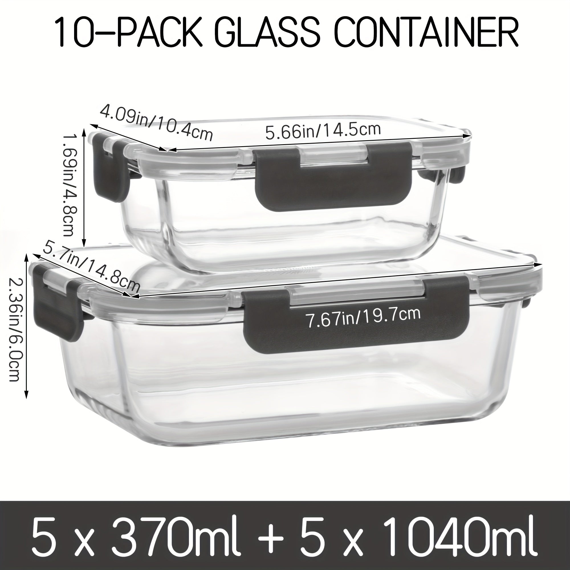 20 Pieces (10 Containers +10 Lids) High Borosilicate Glass Meal Prep Containers, Food Storage Containers With Airtight Leakproof Lids, Glass Lunch Boxes For Home Office Lunch Restaurants