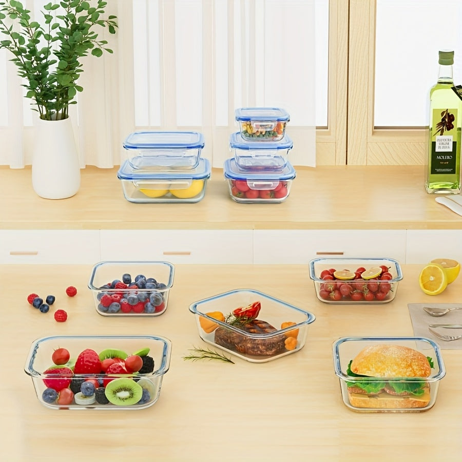 [Premium Glass Containers] 8pcs Premium Glass Food Storage Containers | Leak Proof Seal, Microwave, Oven, Freezer And Dishwasher Safe, With Flip Top Lids For Meal Prep, Leftovers, Pantry And Kitchen Organization