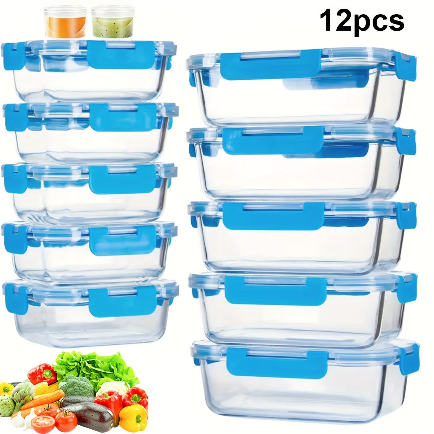 [Glass Meal Prep] 12pcs Glass Meal Prep Containers, Food Storage Containers With Lids Airtight, Glass Lunch Boxes, Microwave, Oven, Freezer And Dishwasher Safe