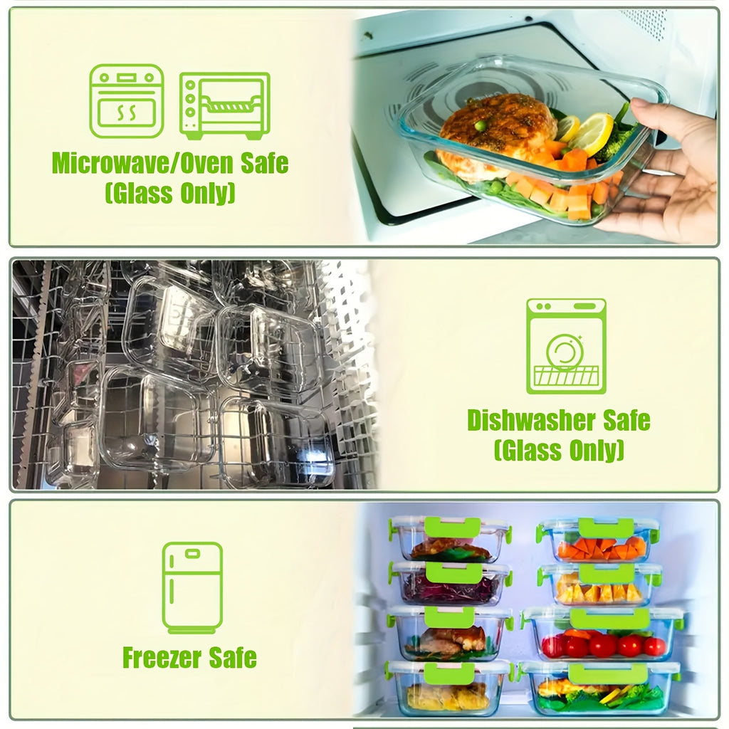 [Glass Meal Prep] 12pcs Glass Meal Prep Containers, Food Storage Containers With Lids Airtight, Glass Lunch Boxes, Microwave, Oven, Freezer And Dishwasher Safe