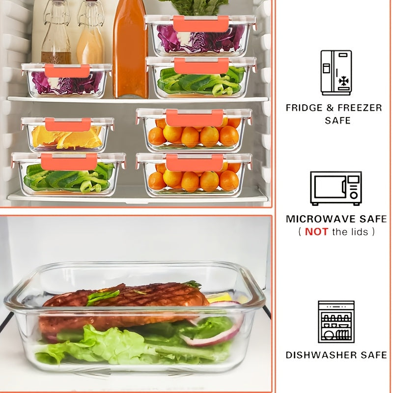 [Leakproof | Glass] 2/10pcs Glass Food Storage Containers with Lids | Leakproof Lunch Box Set for Meal Prep, Office Lunches & Pantry Organization | Reusable Household & Kitchen Essentials