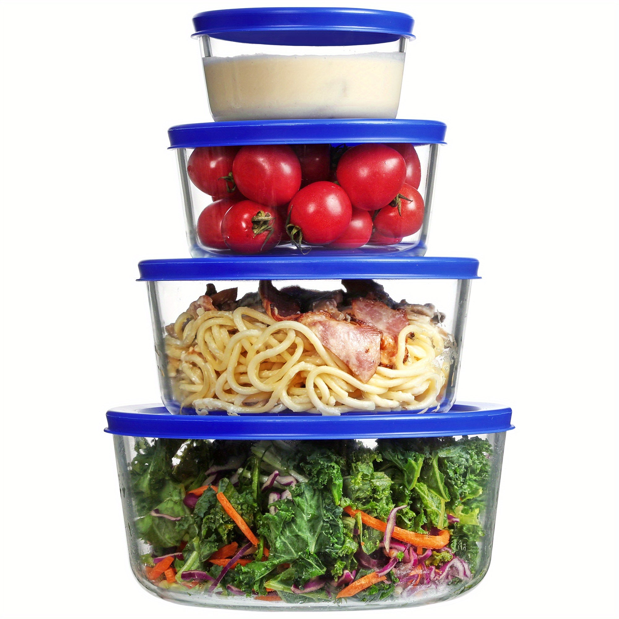 [Refrigerator Storage] 4 Pack Refrigerator Storage Box | Food Storage Containers, Leftovers Keeper, Lunch Container, Microwave, Dishwasher & Freezer Safe