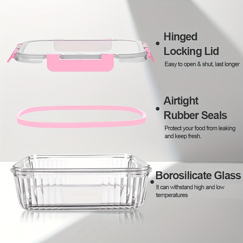 10pcs Glass Crisper (10 Glass Bowls + 10 Sealed LIDS), High Borosilicate Sealed LIDS Food Storage Container Glass, Reusable, Suitable for Microwave, Oven, Refrigerator, Dishwasher, Office, School And Camping Food Storage