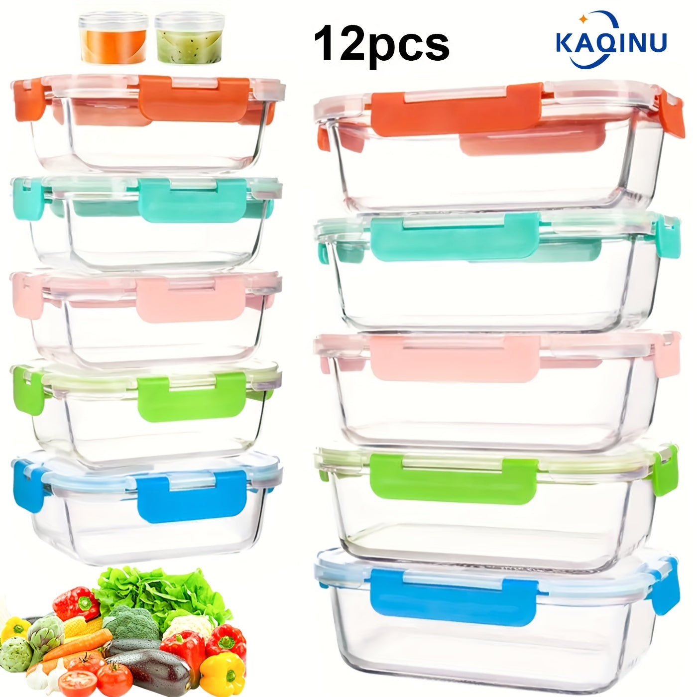 [Glass Meal Prep] 12pcs Glass Meal Prep Containers, Food Storage Containers With Lids Airtight, Glass Lunch Boxes, Microwave, Oven, Freezer And Dishwasher Safe