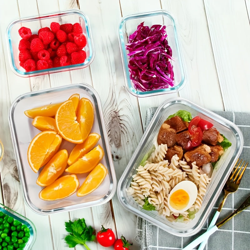 [Leakproof | Glass] 2/10pcs Glass Food Storage Containers with Lids | Leakproof Lunch Box Set for Meal Prep, Office Lunches & Pantry Organization | Reusable Household & Kitchen Essentials