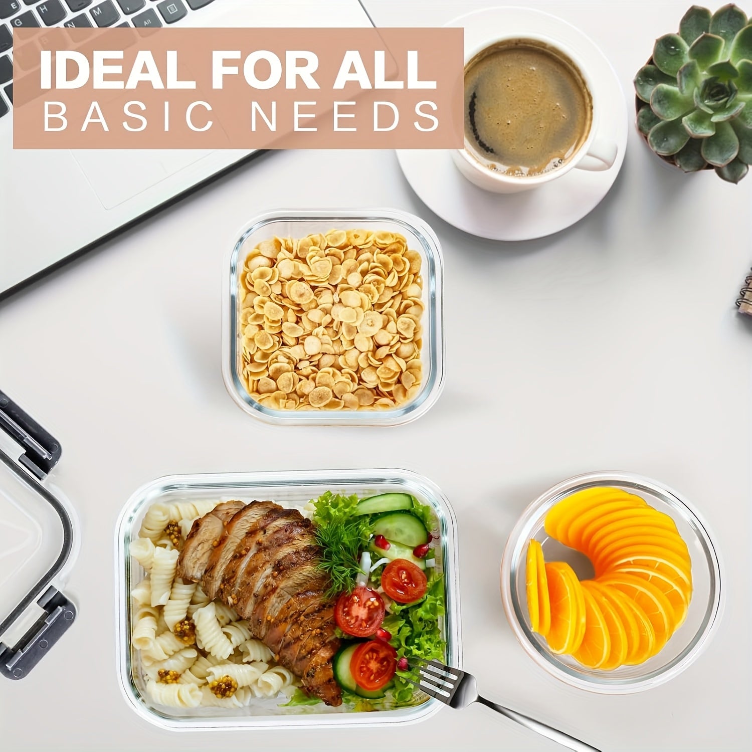 [15pcs Glass Containers] 15pcs Glass Food Storage Containers | Meal Prep Containers, Lunch Bento Boxes with Leak-proof Lids for Microwave, Freezer & Dishwasher, BPA Free - Gray