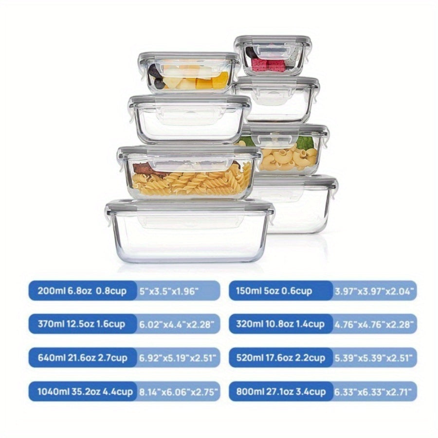 4/8pcs Set Of Glass Food Storage Containers, Leak Proof Sealed Lid, Lunch Box, Suitable For Microwave Ovens, Ovens, Freezers, And Dishwashers, Christmas Gift