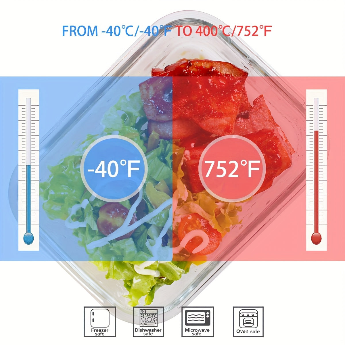[18 Glass Containers] 18 Glass Food Storage Containers | Meal Preparation, Sealed Bento Box with Leak Proof Lock Cover | BPA Free, Suitable for Microwave Ovens, Lunch Boxes, Ovens, Refrigerators, and Dishwashers