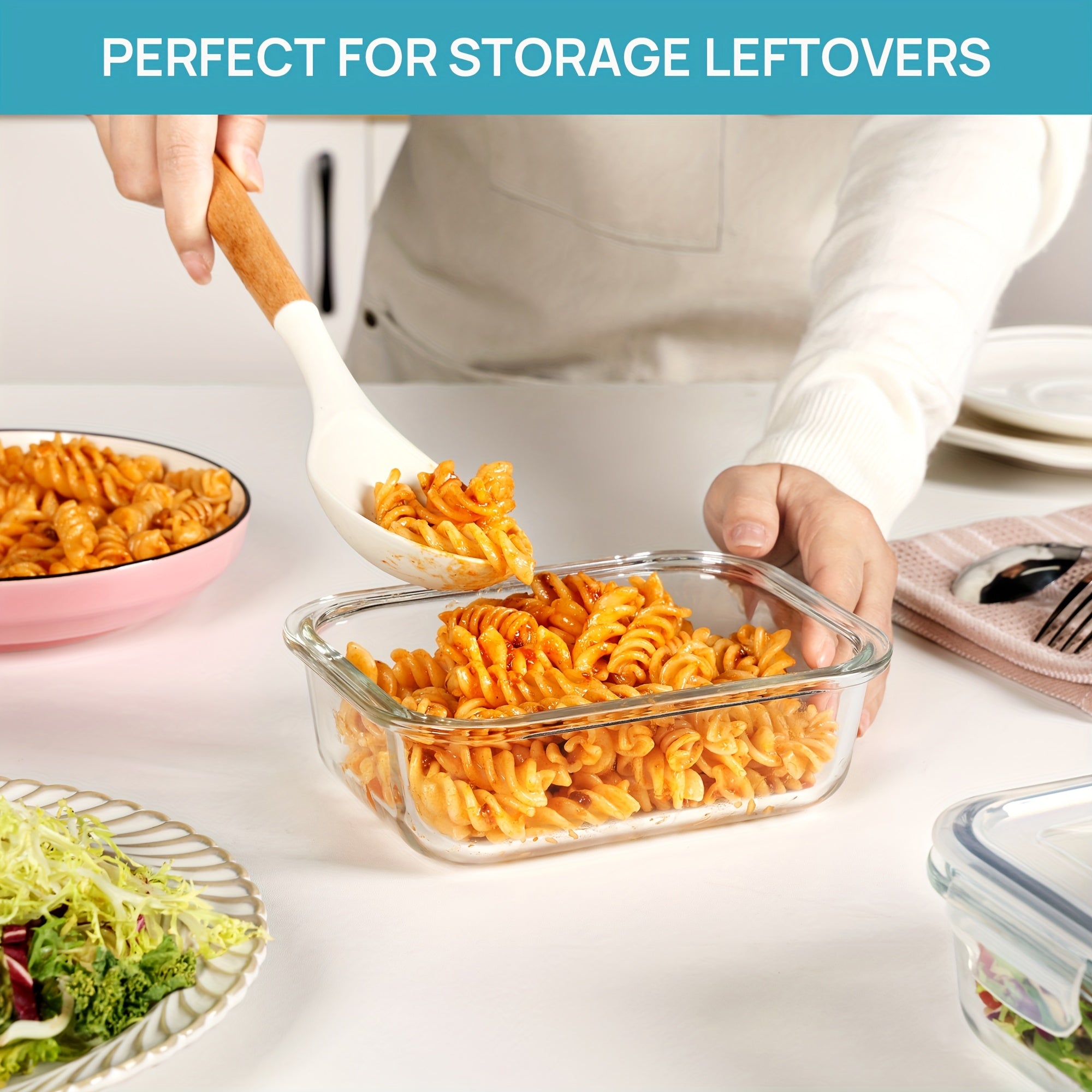 [5pcs Glass Containers] 5pcs 22oz BPA-Free Glass Meal Prep Containers with Airtight Lids | Microwave, Oven, Freezer & Dishwasher Safe | Stackable Food Storage for Lunches, Leftovers & Home Organization, Perfect for Salads, Pasta, Meat & More, Meal Prep