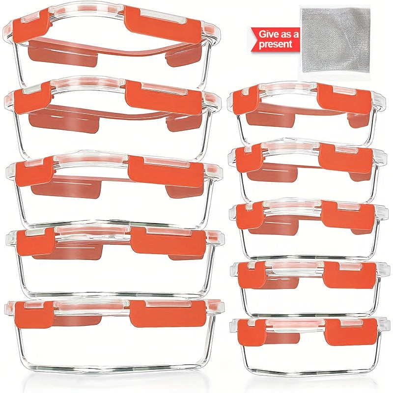 [Leakproof | Glass] 2/10pcs Glass Food Storage Containers with Lids | Leakproof Lunch Box Set for Meal Prep, Office Lunches & Pantry Organization | Reusable Household & Kitchen Essentials
