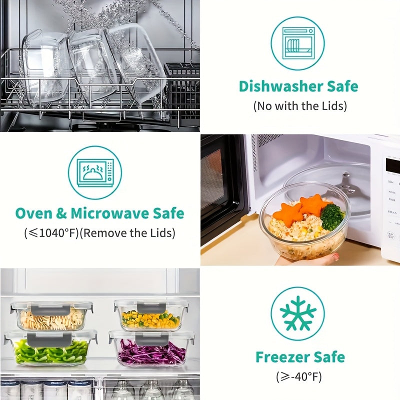 36pcs Food Storage Containers, Kitchen Organizers Leakproof Meal Prep Containers Local Warehouse 36pcs Including 12pcs Glass Containers With 12 Lids And 6 Seasoning Boxes With 6 Lids, Airtight Containers, Pantry And Kitchen Organization