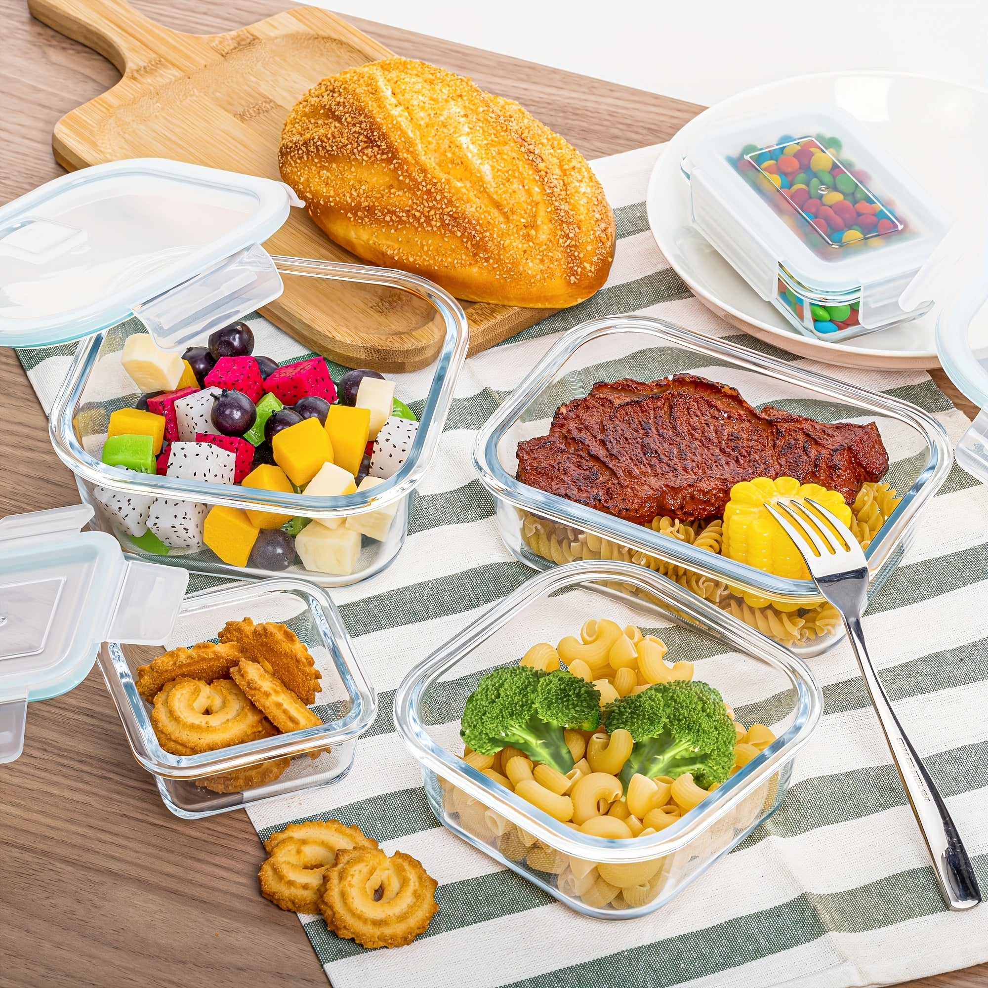[Premium Glass Containers] 8 Pack Premium Glass Food Storage Containers | Airtight, Leak-Proof, Microwave/Oven/Freezer/Dishwasher Safe, BPA-Free, Stain-Resistant, Easy-Clean Design with Flip-Top Lids for Meal Prep, Bento Boxes, Leftovers & Fresh
