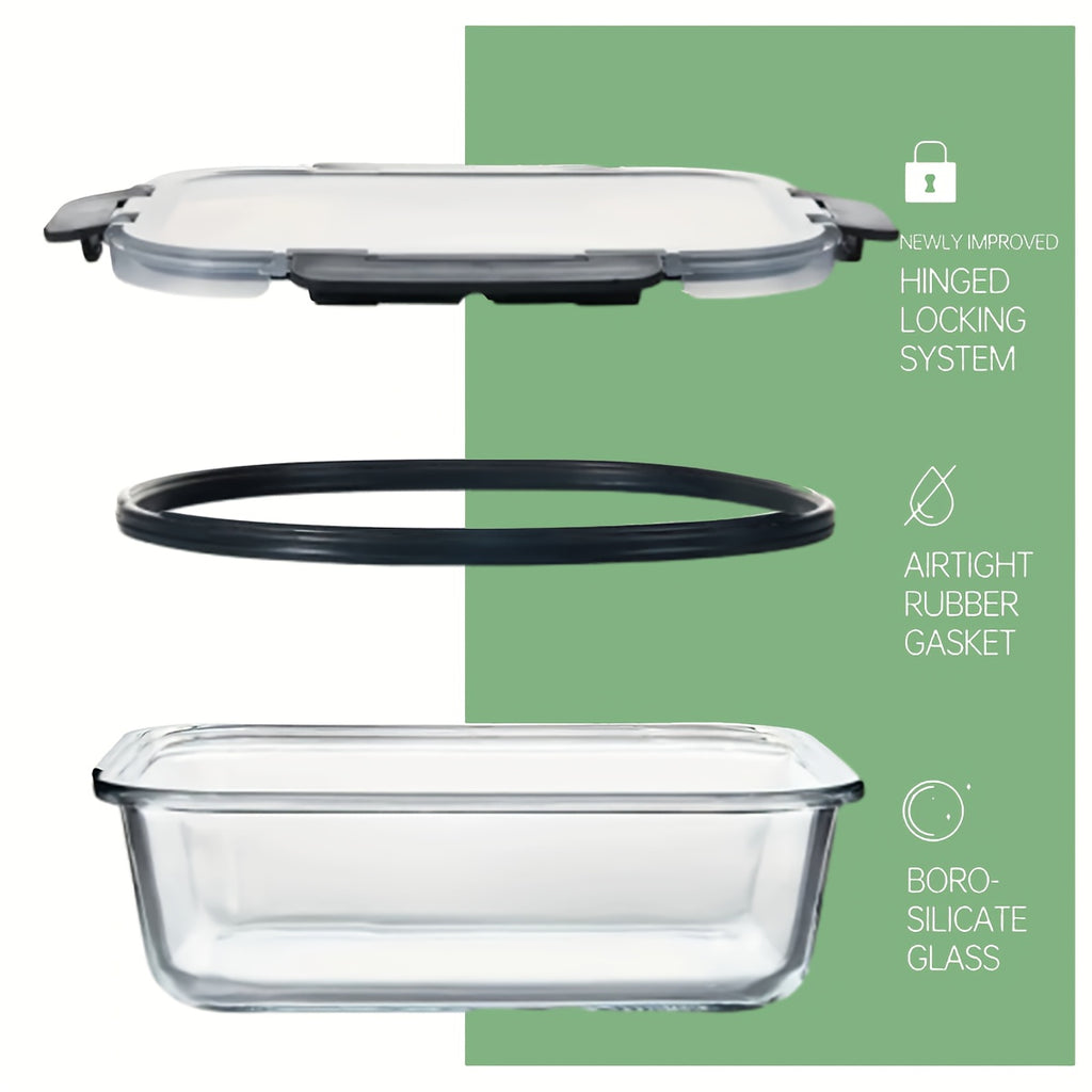 24pcs Glass Food Storage Container Set With Upgraded Snap Lock Lids. Stackable Airtight Glass Storage Containers, Glass Lunch Box Set, Ideal For Lunch, Food Storage, Meal Prep, Microwave, Oven, Freezer Safe, Dishwasher Safe For Easy Cleaning. Black.