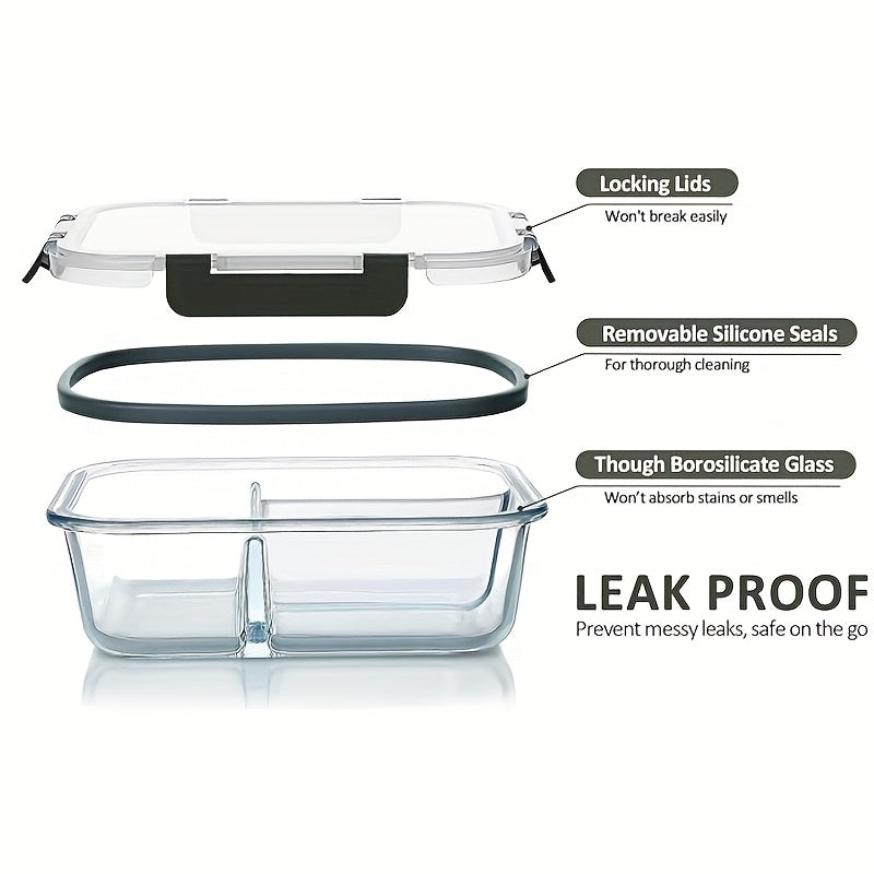 [21.97 Oz Airtight Bento Box] 21.97 Oz Airtight Bento Box Set with Lid - Microwave & Dishwasher Safe, Durable Rectangular Food Storage Container for Meal Prep, Snacks, And Leftovers - Ideal for Students, Commuters, And Picnickers, Picnic
