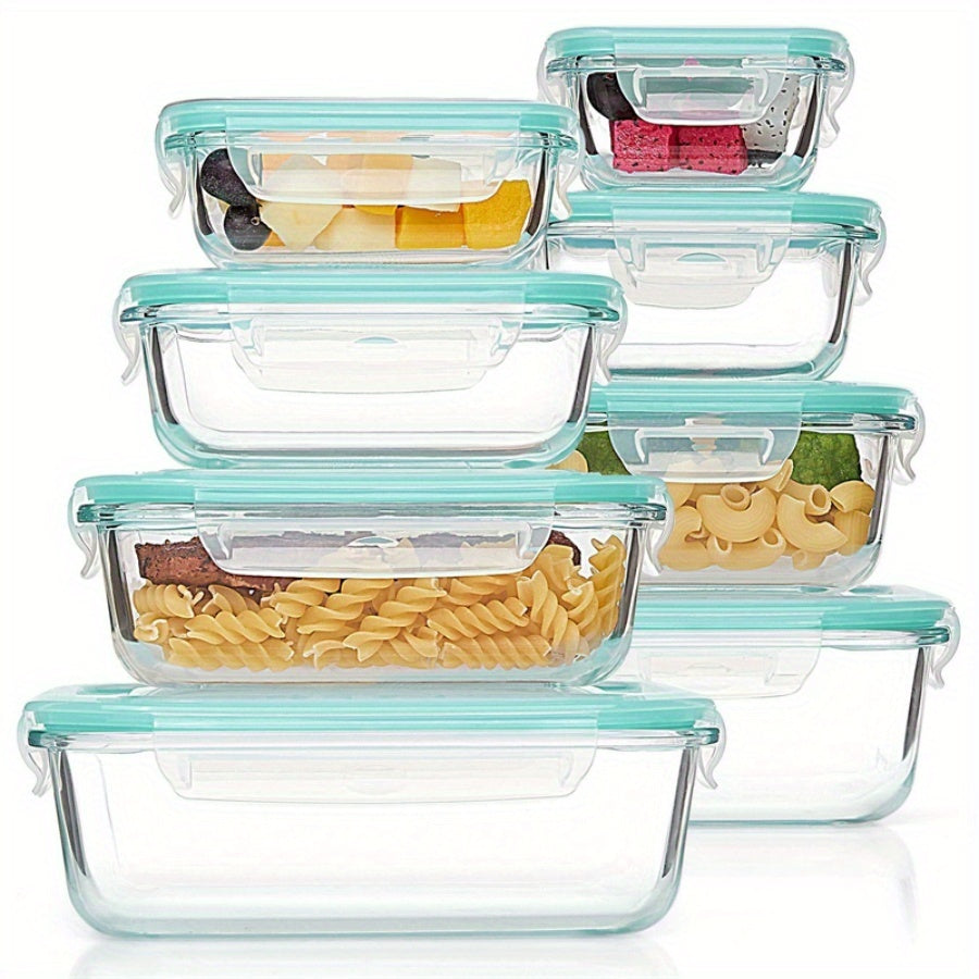 4/8pcs Set Of Glass Food Storage Containers, Leak Proof Sealed Lid, Lunch Box, Suitable For Microwave Ovens, Ovens, Freezers, And Dishwashers, Christmas Gift
