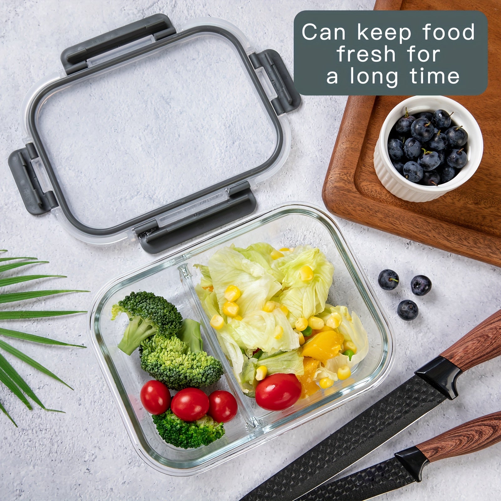 [5pcs Glass Meal Boxes] 5pcs Glass Meal Boxes with Upgraded Snap Lock Lids | 36oz Glass Food Storage Containers 2-Compartment Set, Sealed and Leak-Proof | Microwave, Oven, Refrigerator Safe 36oz