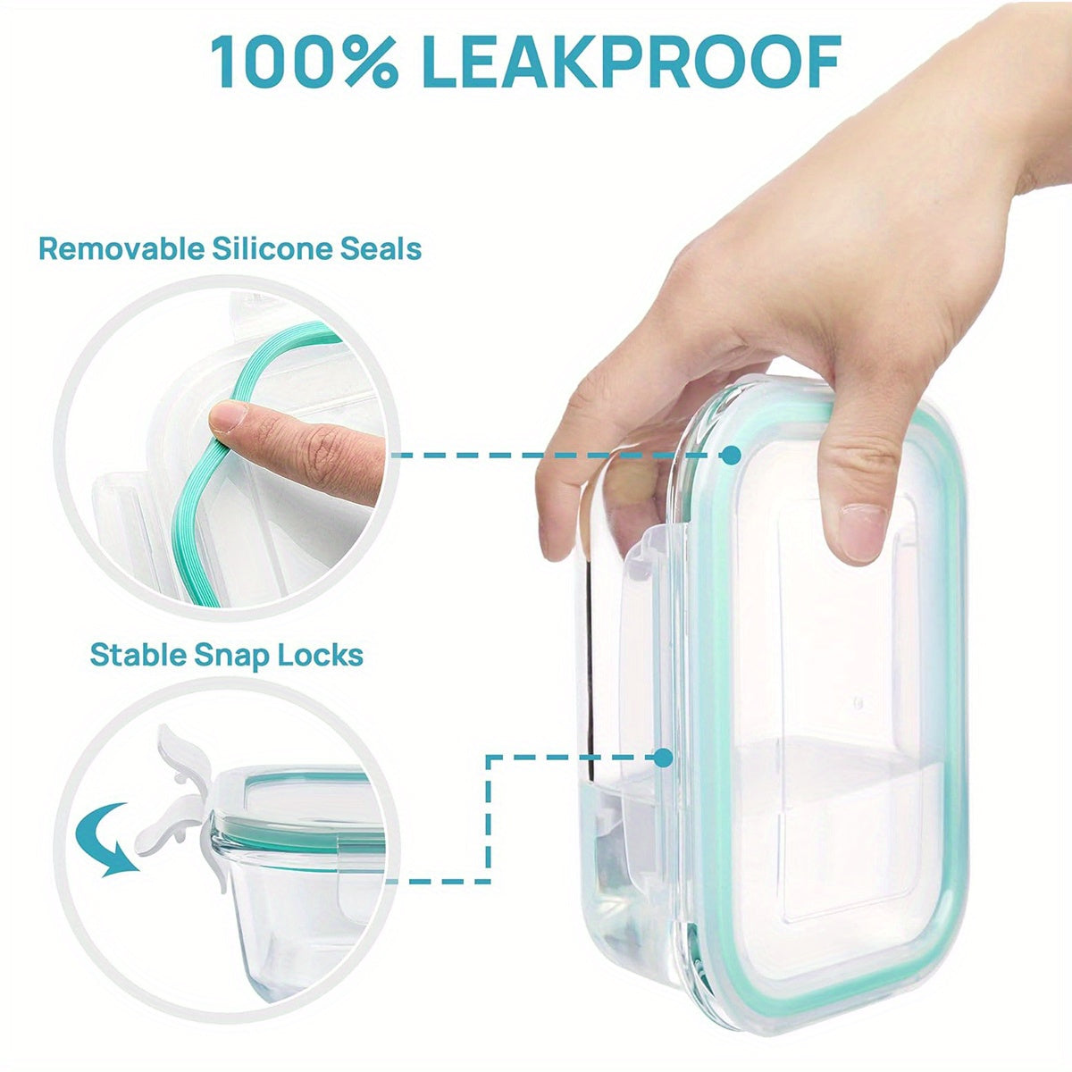16pcs large capacity glass container set - Insulated lunch box, lunch box, leak-proof bento box with locking lid, Food & Dish Transport-Bus Tubs, microwave, Oven, refrigerator safe. Perfect for home, kitchen, office, lunch, restaurant storage.