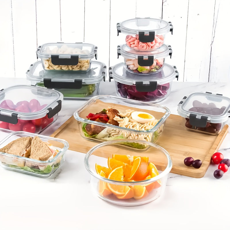 24pcs (Boxs And Lids) Glass Food Storage Containers With Lids, Meal Prep, Pantry Kitchen Storage Containers For Lunch, Leak Proof, Airtight Glass Lunch Bento Boxes For Microwave, Oven, Freezer And Dishwasher