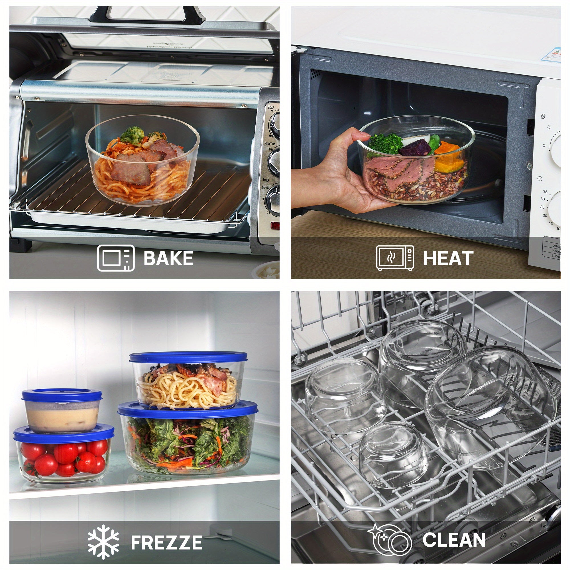 [Refrigerator Storage] 4 Pack Refrigerator Storage Box | Food Storage Containers, Leftovers Keeper, Lunch Container, Microwave, Dishwasher & Freezer Safe