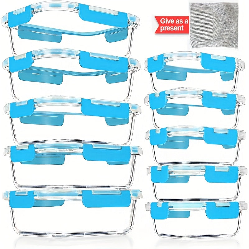 [Leakproof | Glass] 2/10pcs Glass Food Storage Containers with Lids | Leakproof Lunch Box Set for Meal Prep, Office Lunches & Pantry Organization | Reusable Household & Kitchen Essentials