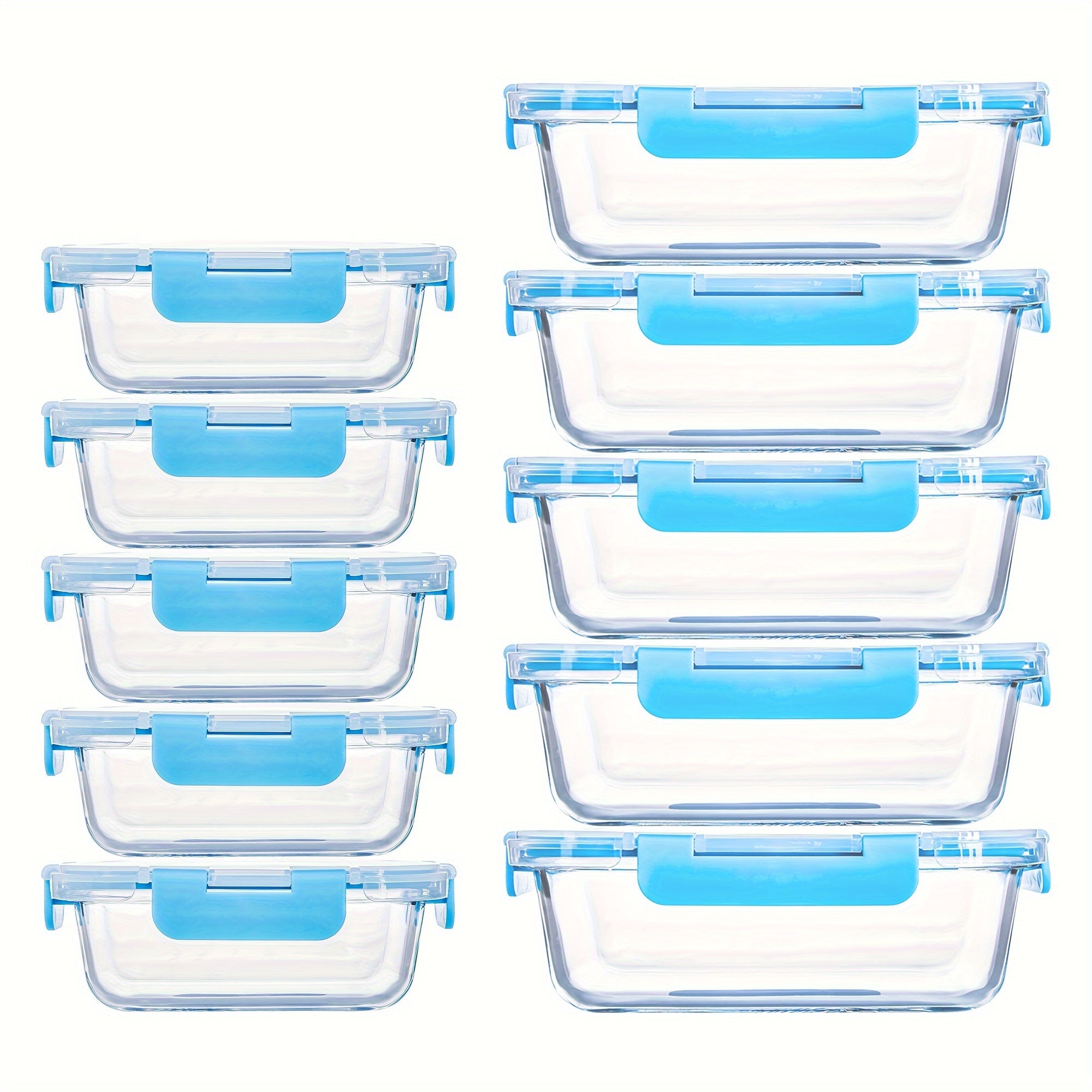 20 Pieces (10 Containers +10 Lids) High Borosilicate Glass Meal Prep Containers, Food Storage Containers With Airtight Leakproof Lids, Glass Lunch Boxes For Home Office Lunch Restaurants