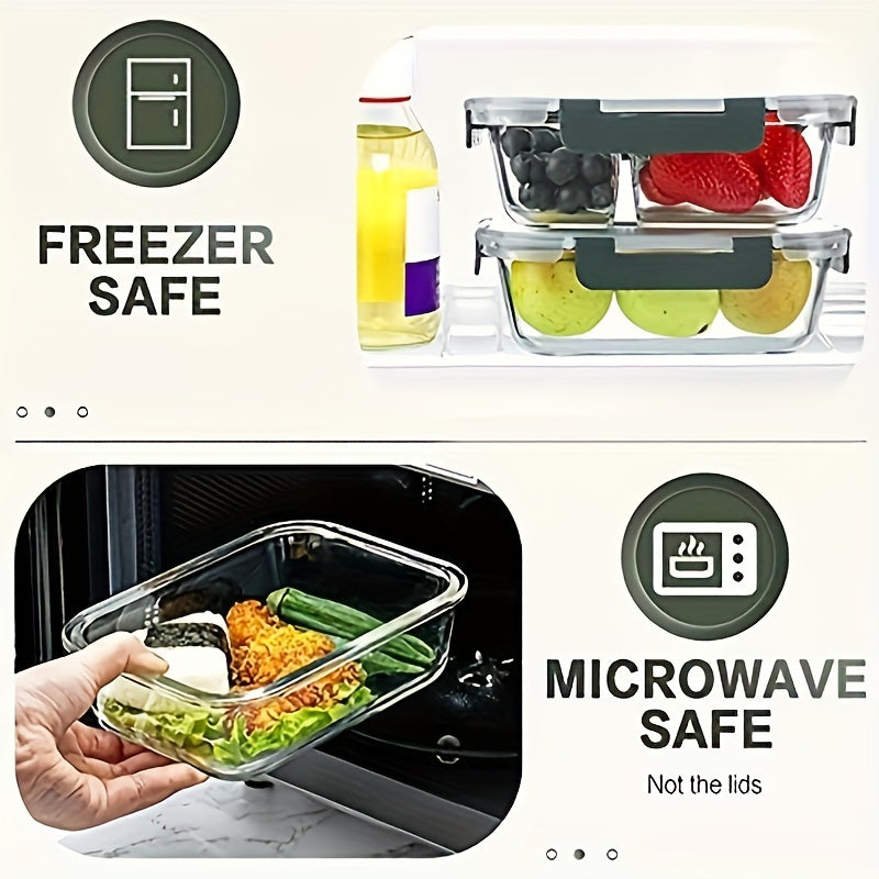 10-Pack Premium Glass Meal Prep Containers Set - Airtight, Leak-Proof, Microwave-Safe, Dishwasher-Safe, BPA-Free, Food-Grade Glass Lunch Boxes For Home Kitchen, Office, And Outdoor Use - Perfect For Portion Control, Meal Planning, And Food Storage