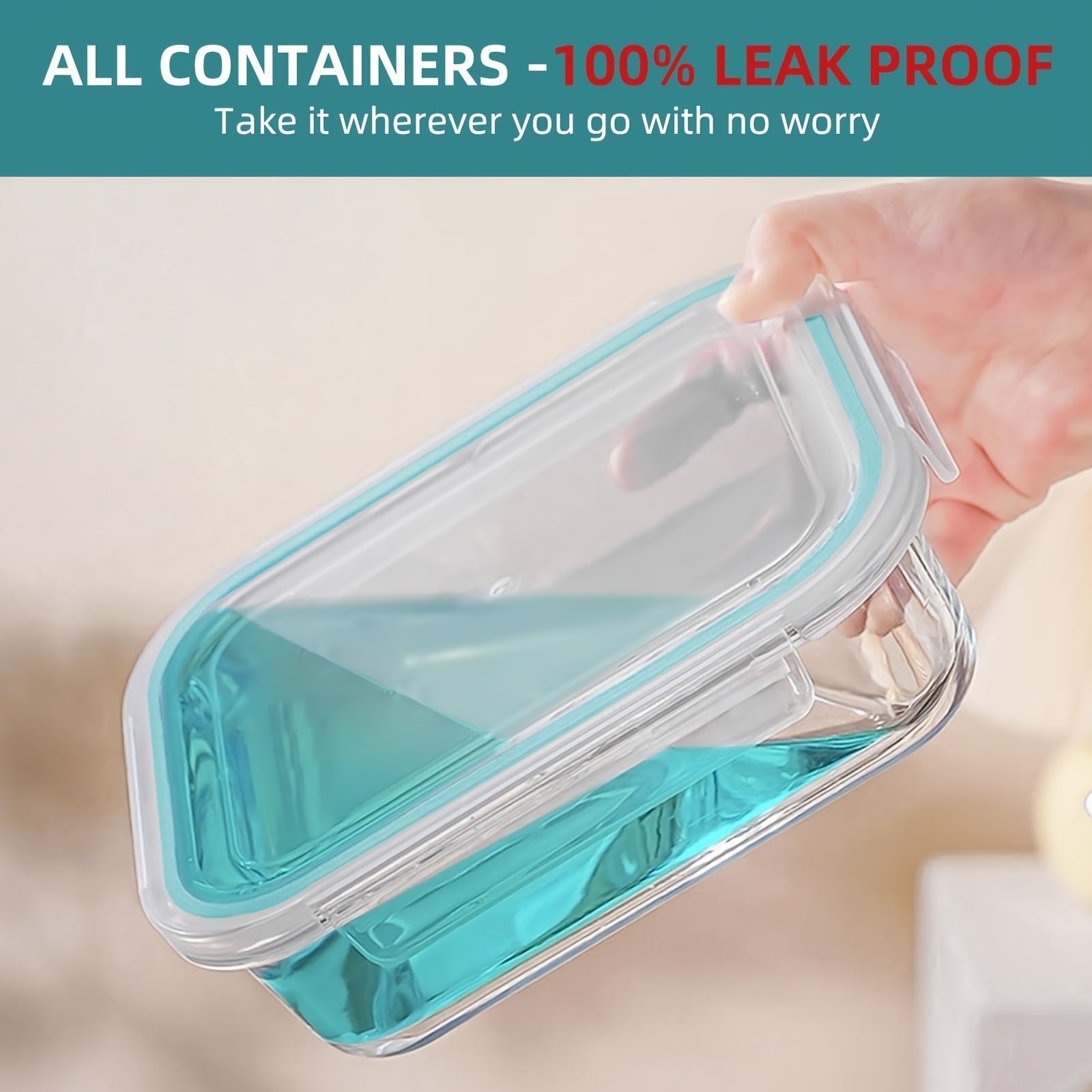 [Leak-Proof Glass Containers] 5 Pack Leak-Proof Glass Food Storage Containers | 30oz Airtight BPA-Free Meal Prep Containers, Microwave, Oven, Freezer & Dishwasher Safe, Stackable Space-Saving Design for Lunch, Office, Home & Travel