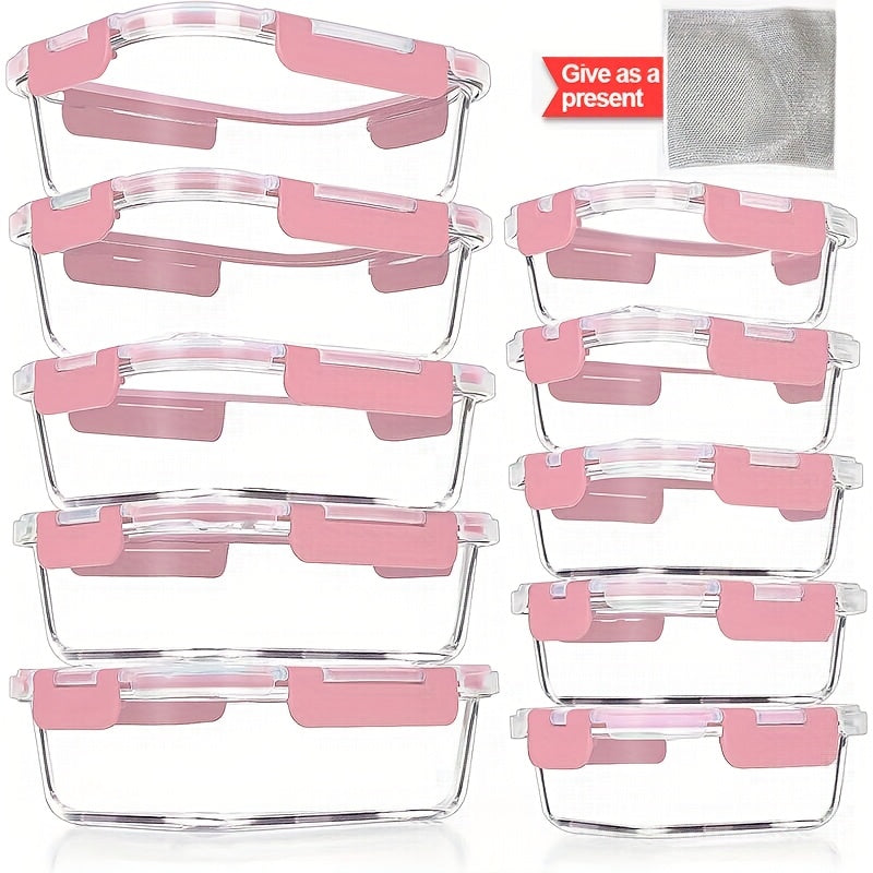 [Leakproof | Glass] 2/10pcs Glass Food Storage Containers with Lids | Leakproof Lunch Box Set for Meal Prep, Office Lunches & Pantry Organization | Reusable Household & Kitchen Essentials
