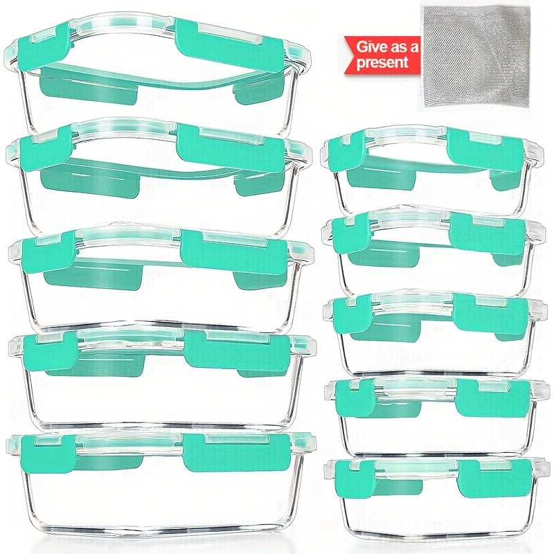 [Leakproof | Glass] 2/10pcs Glass Food Storage Containers with Lids | Leakproof Lunch Box Set for Meal Prep, Office Lunches & Pantry Organization | Reusable Household & Kitchen Essentials