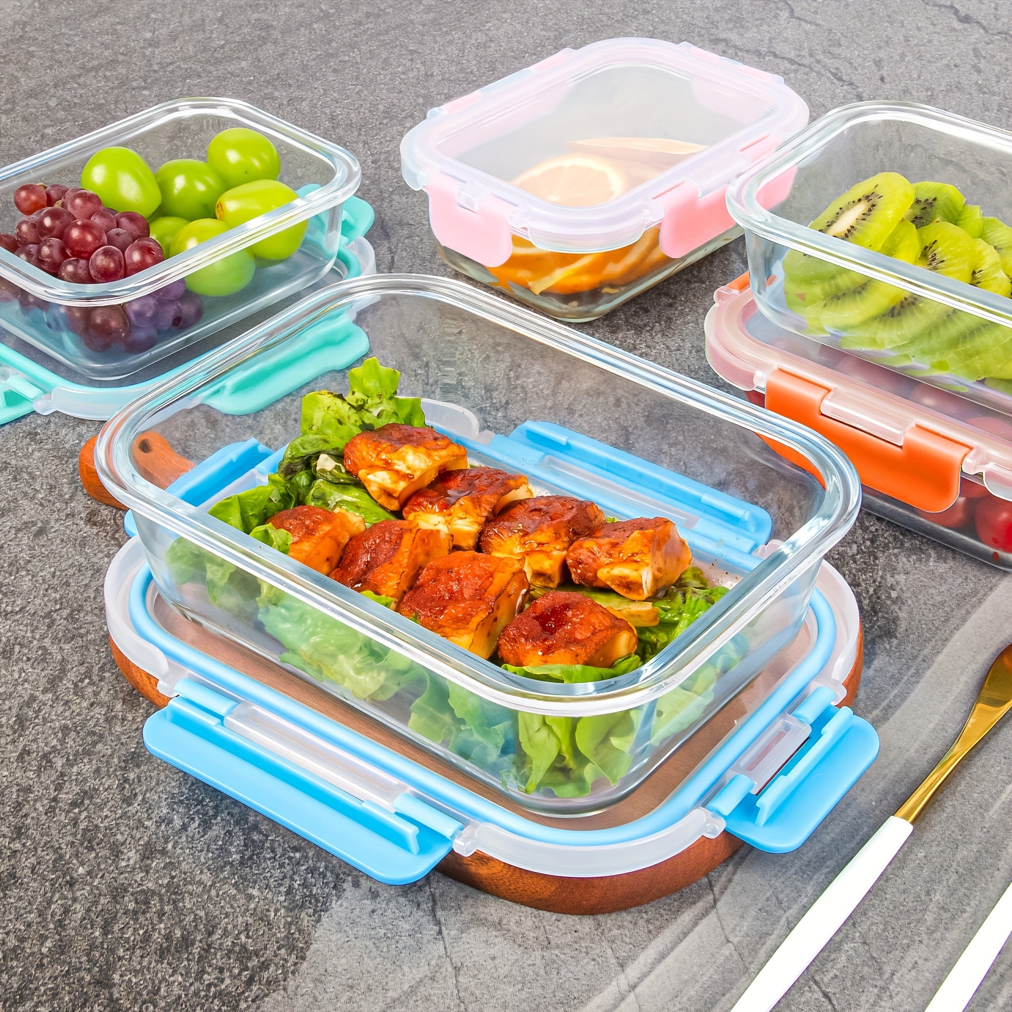 20 Pieces (10 Containers +10 Lids) High Borosilicate Glass Meal Prep Containers, Food Storage Containers With Airtight Leakproof Lids, Glass Lunch Boxes For Home Office Lunch Restaurants