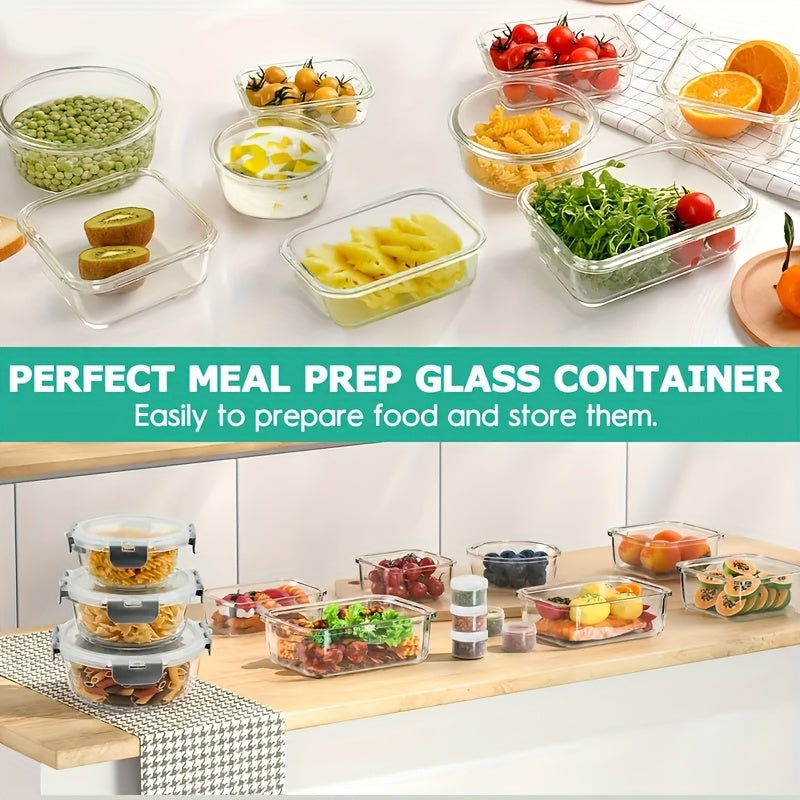 36pcs Food Storage Containers, Kitchen Organizers Leakproof Meal Prep Containers Local Warehouse 36pcs Including 12pcs Glass Containers With 12 Lids And 6 Seasoning Boxes With 6 Lids, Airtight Containers, Pantry And Kitchen Organization