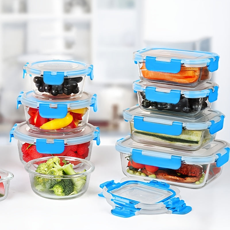 Stackable 4/24pcs Glass Food Container (2/12 Lids +2/12 Containers)-Multi-purpose Meal Prep And Pantry.With Airtight Lids, Oven, Microwave, Refrigerator And Dishwasher Safe. Durable, Space-saving Design Improves Heating Efficiency And Organization